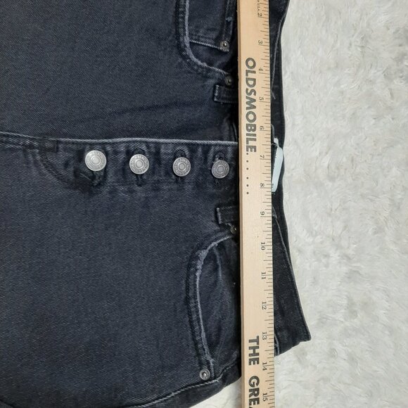 Abercombie & Fitch Black Woman's High Rise Button Fly Distress Denim Shorts 27/4 - Picture 5 of 10